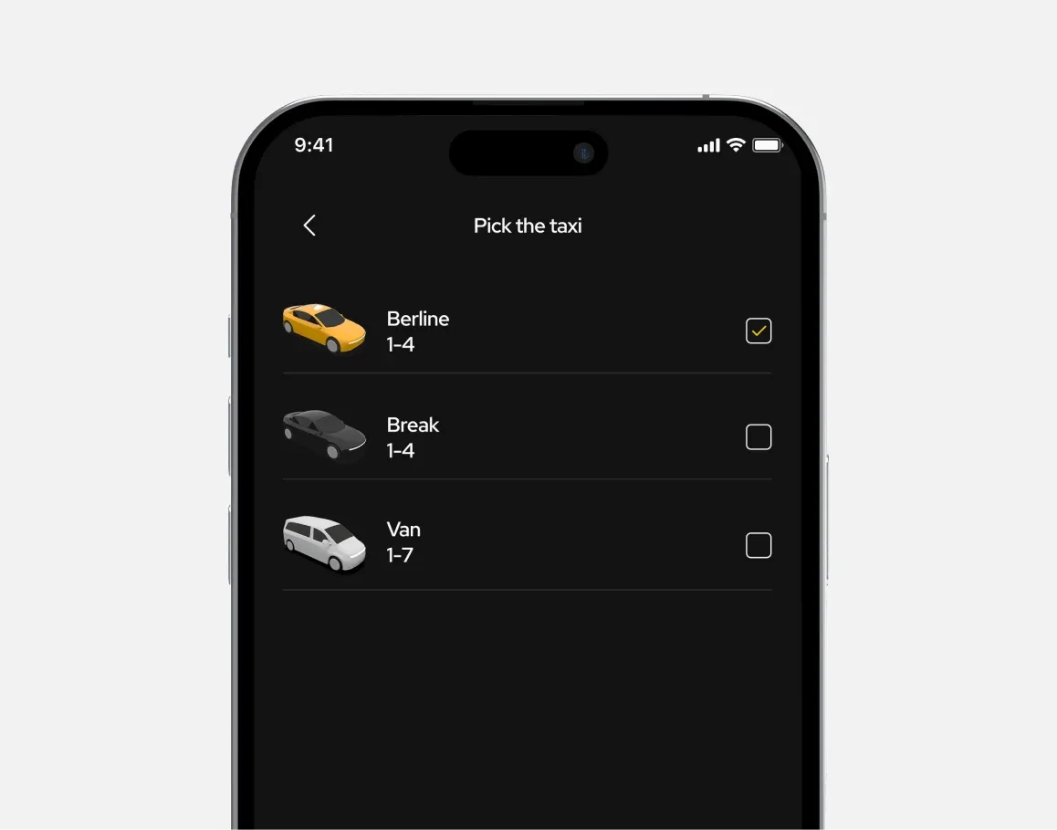 Kelebek main app screen on iPhone showing the hotel taxi booking and driver primary interface and user flow