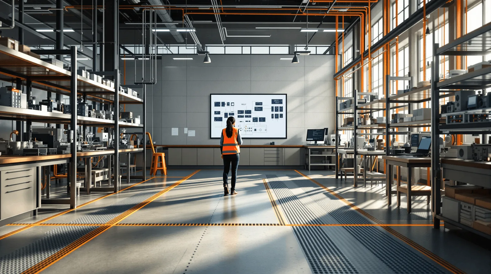 IoT sensor nodes and BLE modules arranged in industrial testing lab