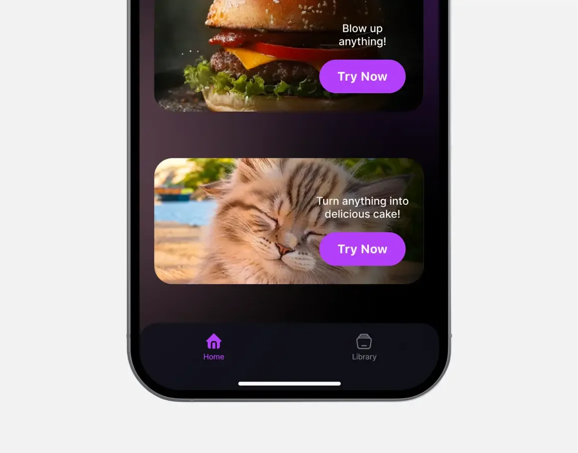 Milena detail or secondary feature screen displaying key AI video editing functionality of the mobile app developed by Neon Apps