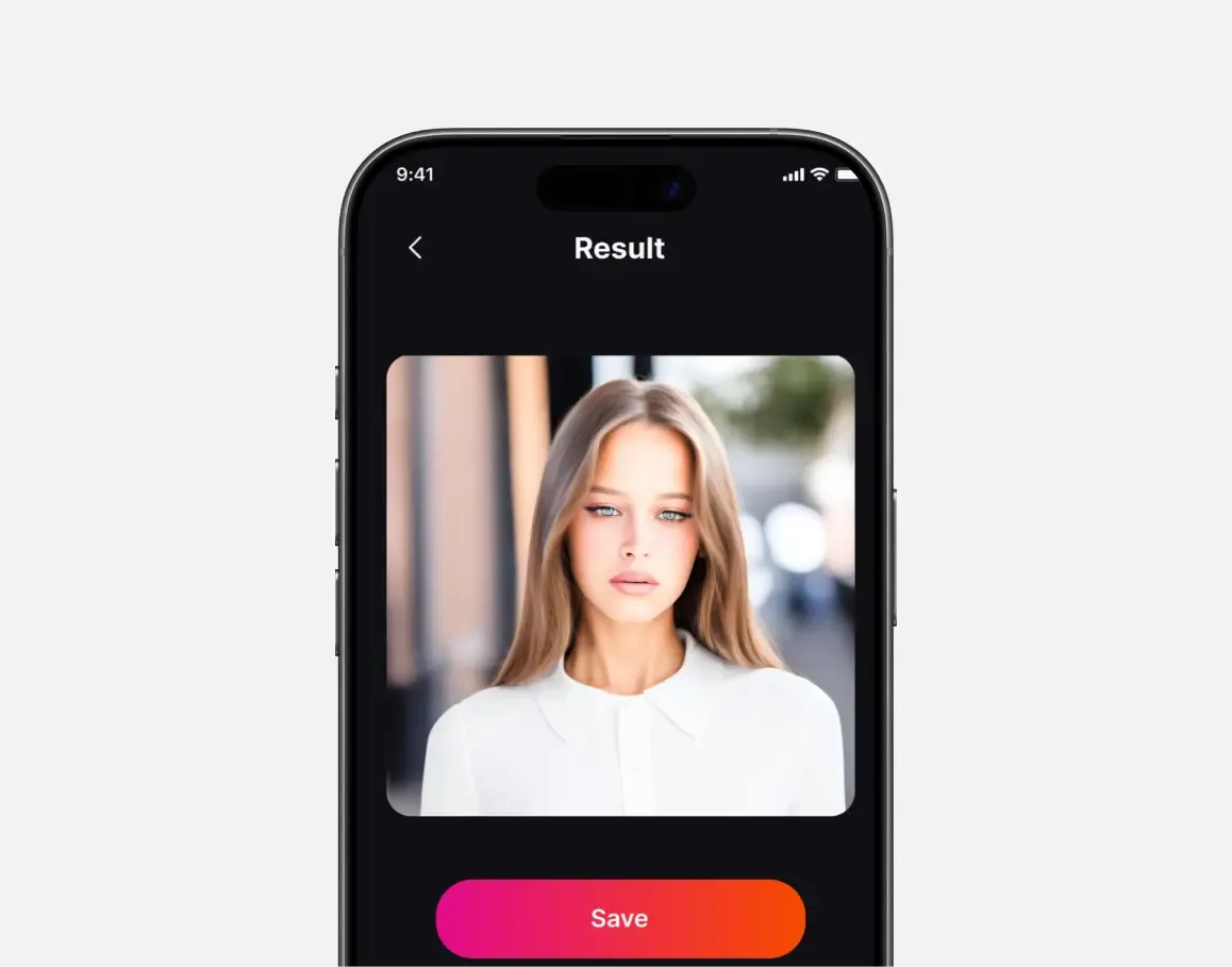 Flug main app screen on iPhone showing the AI headshot creator that transforms primary interface and user flow