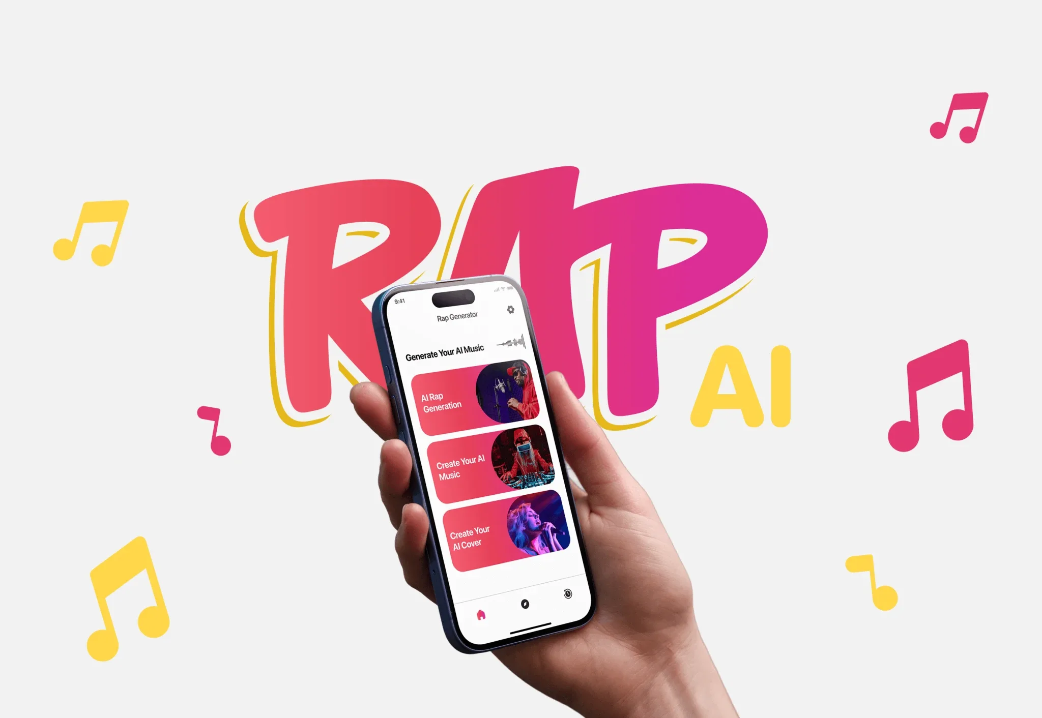 Rap Gen AI rap track and lyrics generator app – mobile app developed by Neon Apps