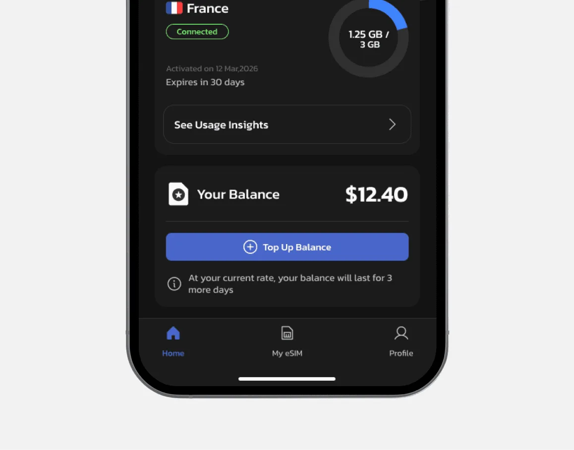 Simless app screen
