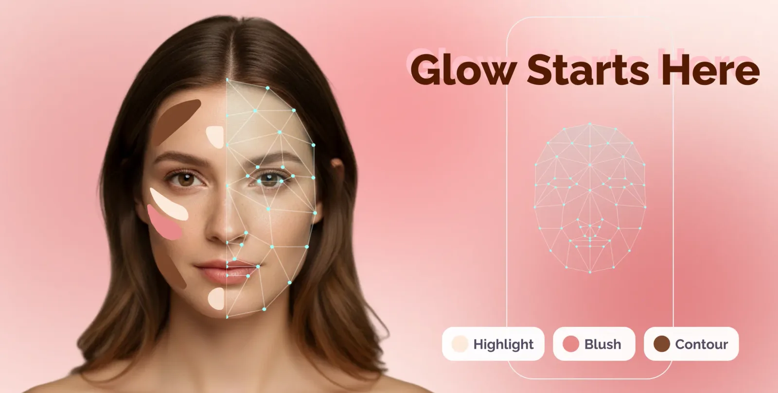 Hey Gorgeous promotional banner showcasing the beauty AI app concept with value proposition for users built by Neon Apps