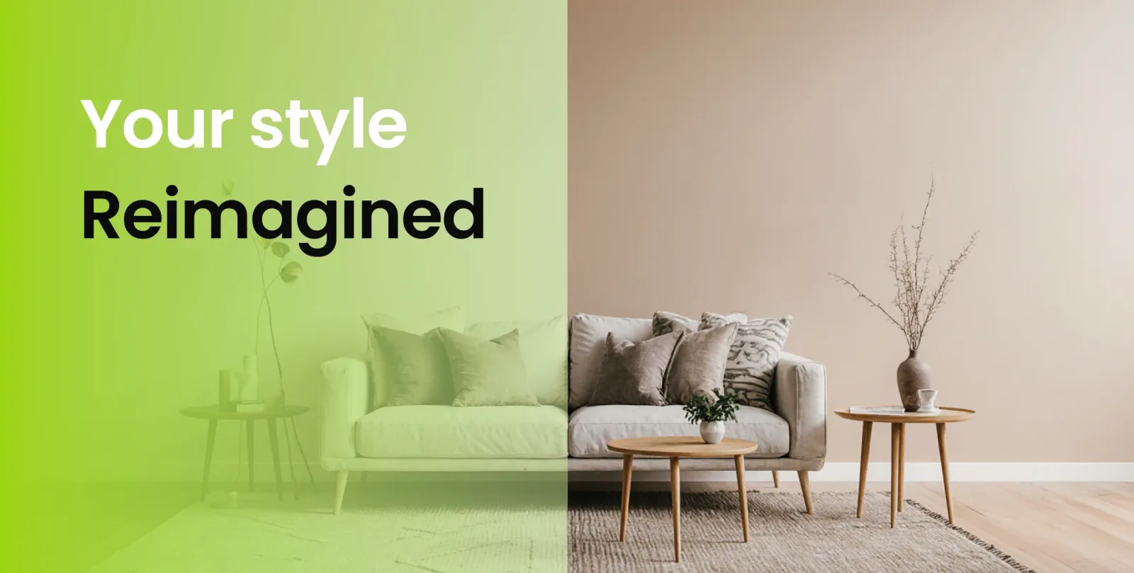 Interior Magic promotional banner showcasing the AI home design app concept with value proposition for users built by Neon Apps