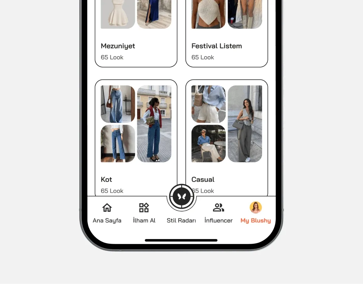Blushy detail or secondary feature screen displaying key fashion e-commerce functionality of the mobile app developed by Neon Apps