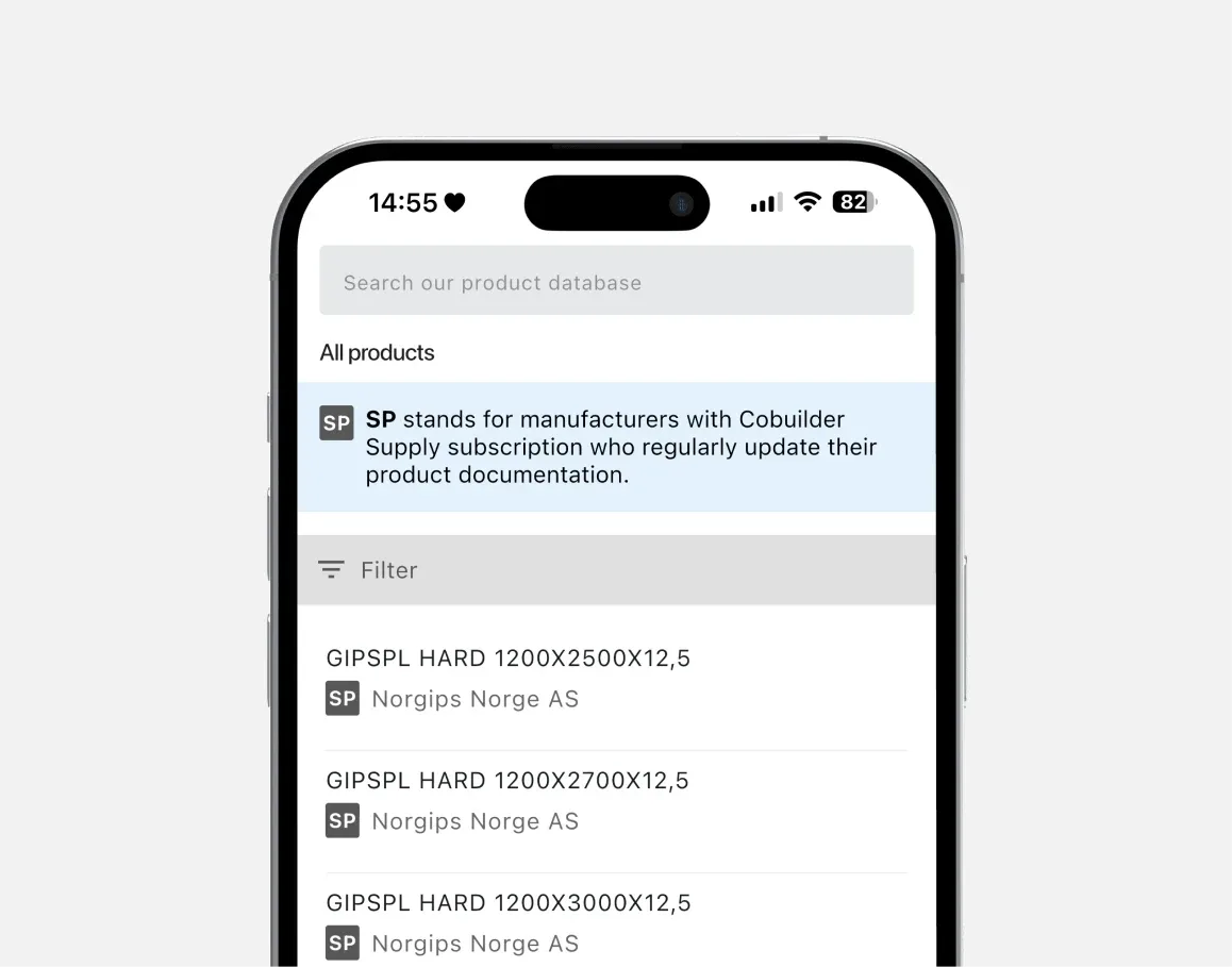 Cobuilder main app screen on iPhone showing the construction project collaboration and document primary interface and user flow