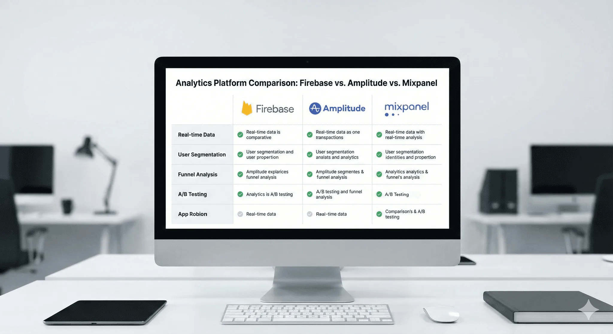 Mobile app analytics tool comparison at Neon Apps evaluating Firebase Analytics Amplitude and Mixpanel for product teams