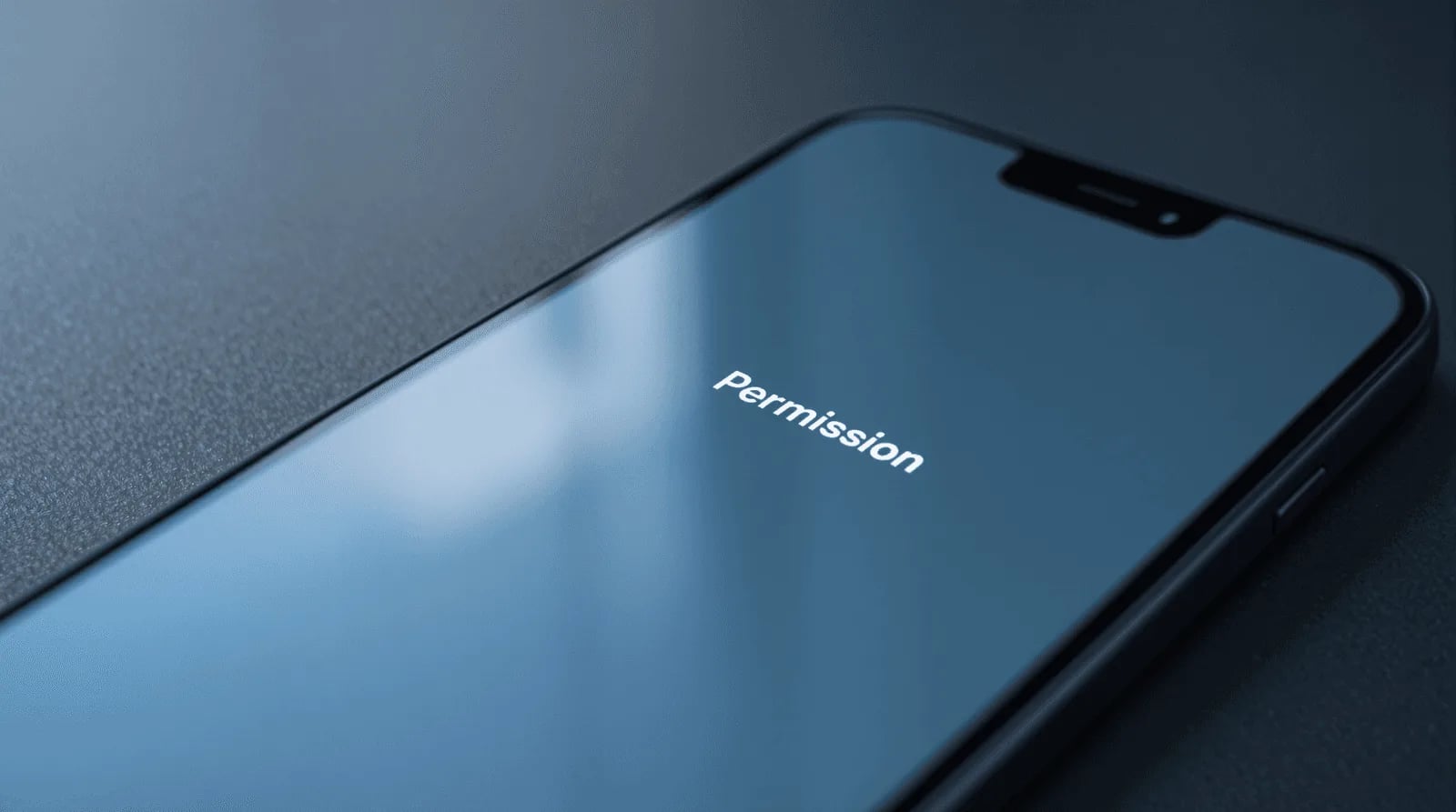 Smartphone displaying a permission screen, representing mobile app permissions, privacy settings, and user access control.