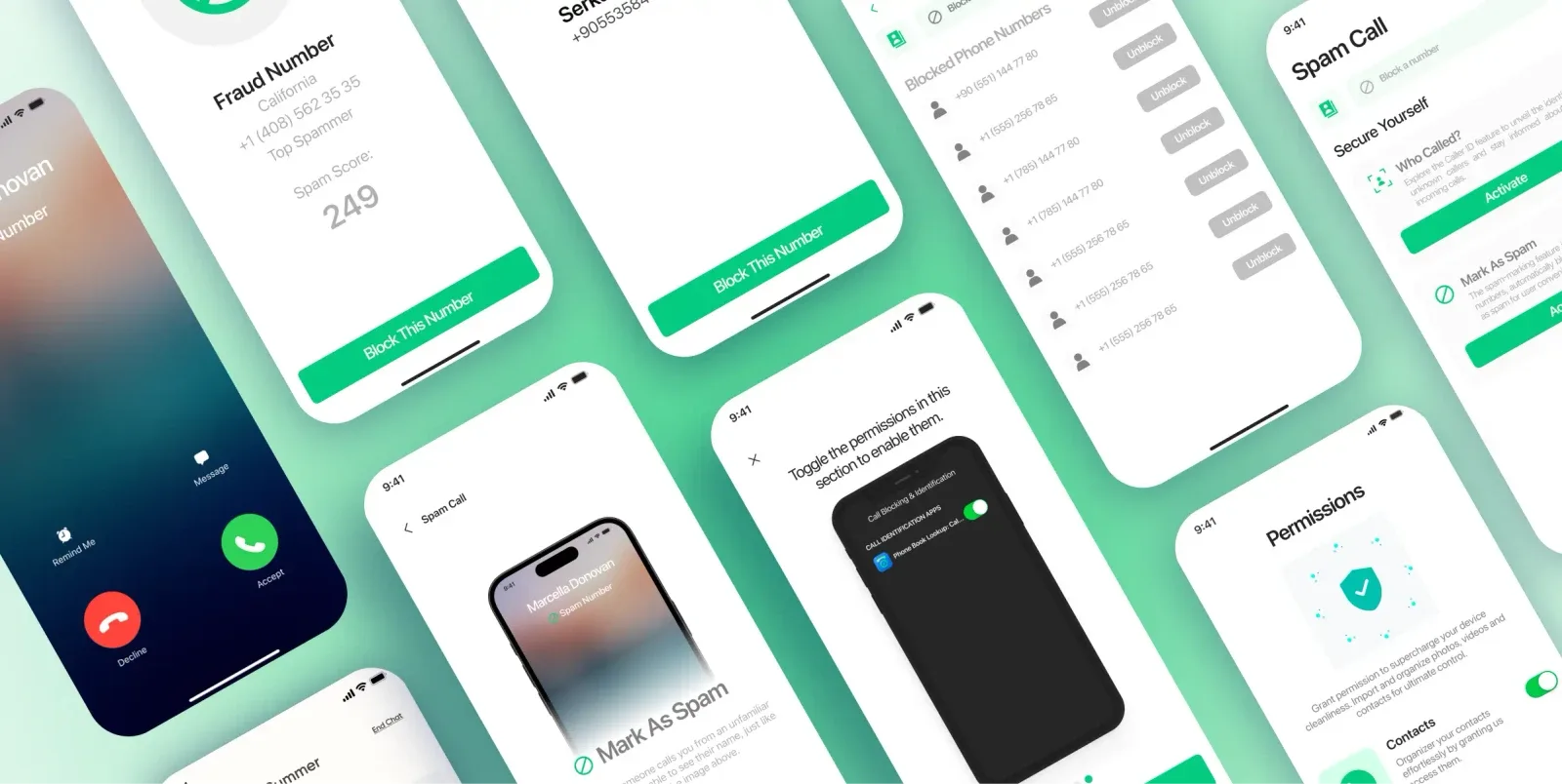Call Blocker multiple mobile screens overview showcasing the complete utility security app experience built by Neon Apps development team
