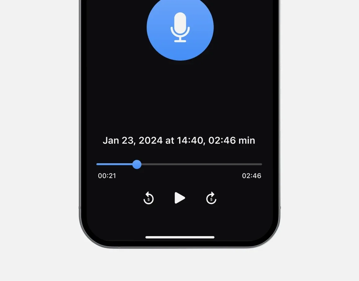 Taps Rec detail or secondary feature screen displaying key call management functionality of the mobile app developed by Neon Apps