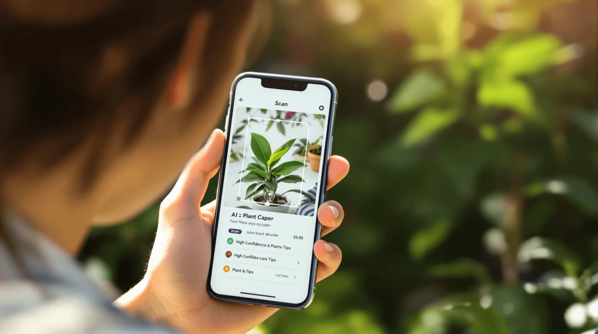 Smartphone camera framing a botanical leaf on concrete surface