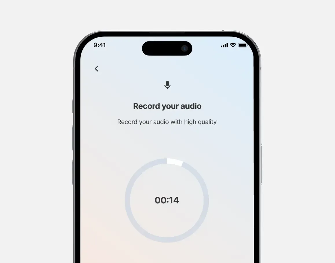 Lexi main app screen on iPhone showing the voice note recorder and AI primary interface and user flow