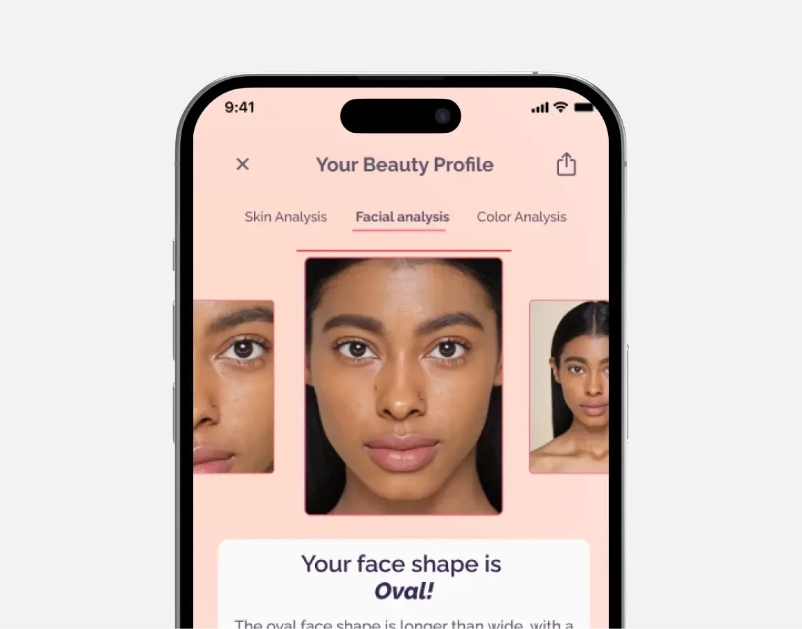 Hey Gorgeous main app screen on iPhone showing the AI beauty app for personalized primary interface and user flow