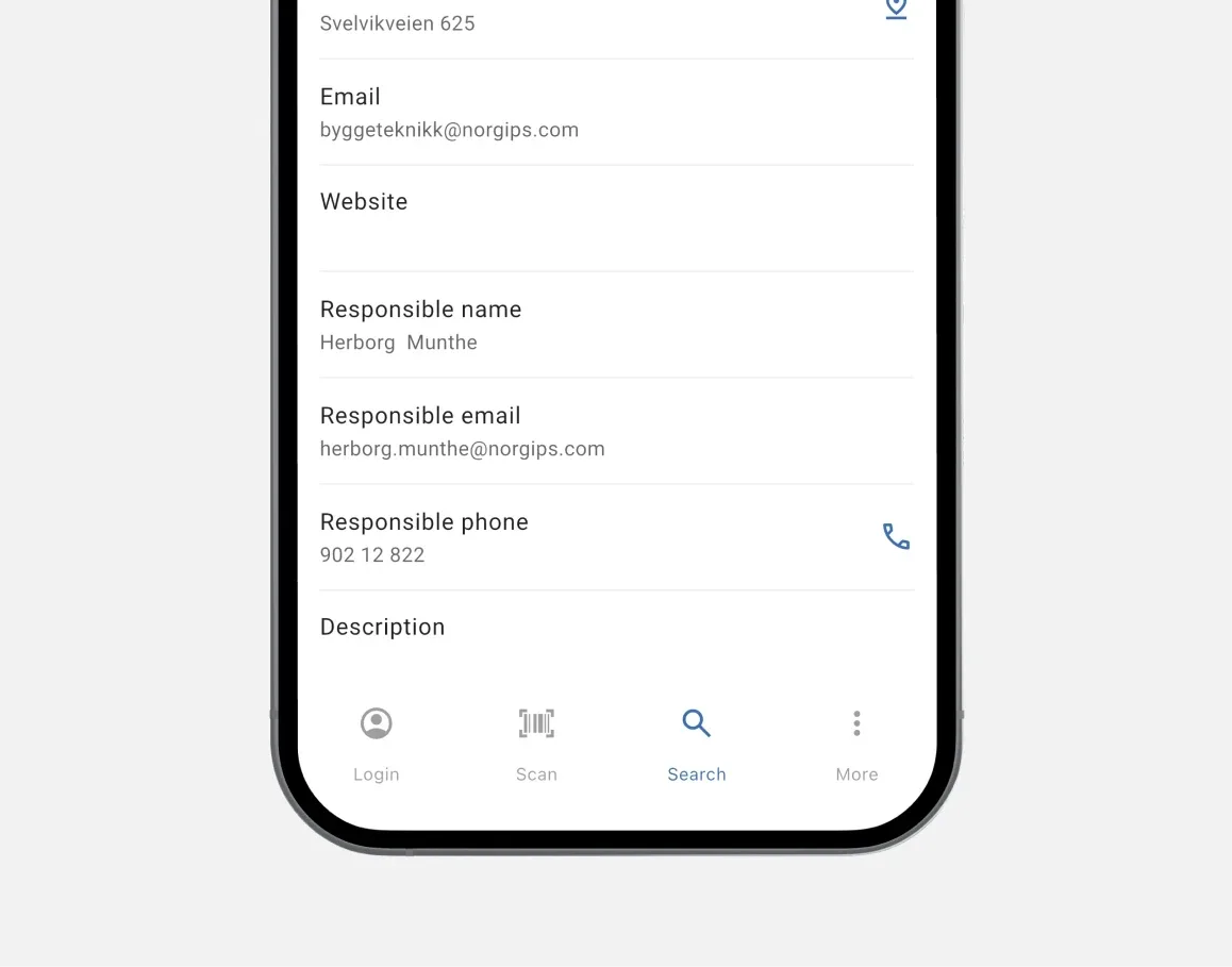 Cobuilder detail or secondary feature screen displaying key construction B2B functionality of the mobile app developed by Neon Apps
