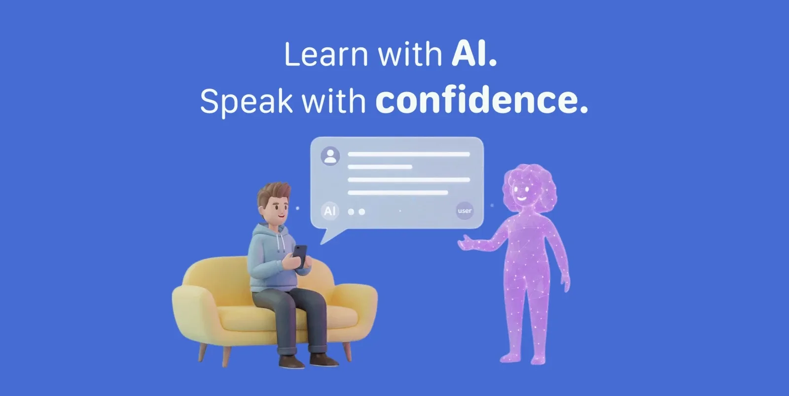 Lina promotional banner showcasing the language learning app concept with value proposition for users built by Neon Apps