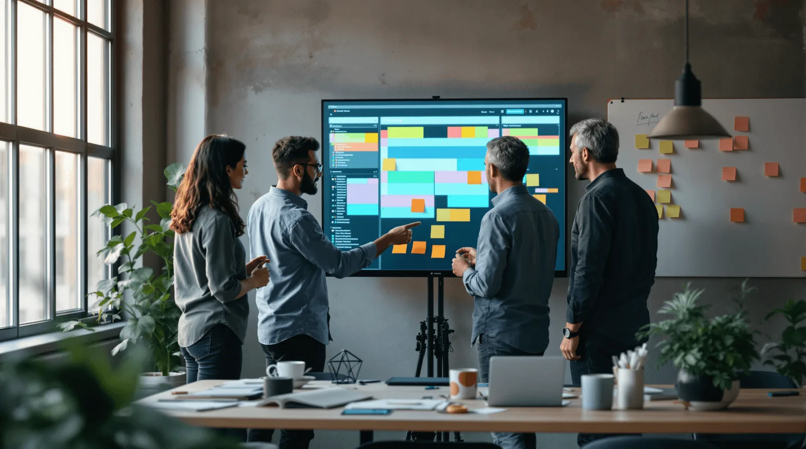 In-house startup engineering team during afternoon sprint standup
