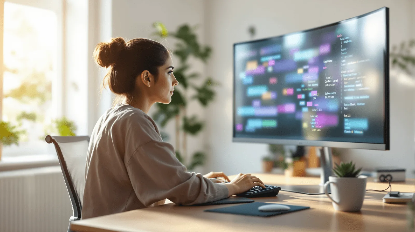 Developer working on source code and software development in a professional coding environment.