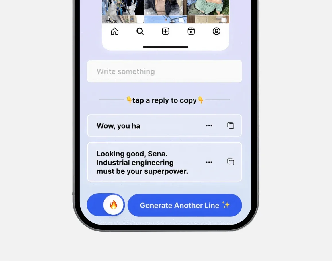 Rizz Plug detail or secondary feature screen displaying key dating social functionality of the mobile app developed by Neon Apps