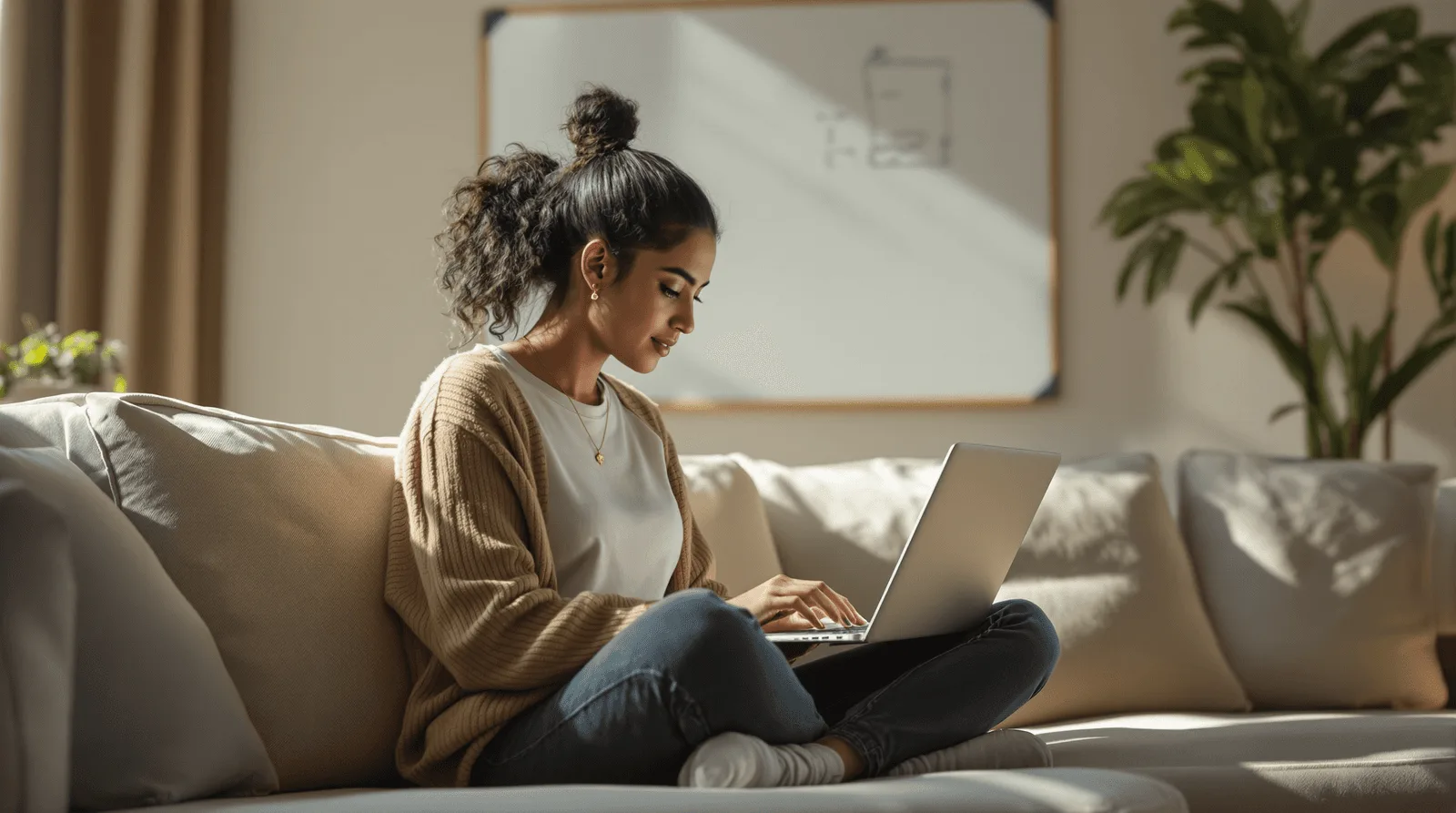 Young founder rapidly prototyping a mobile app on laptop alone