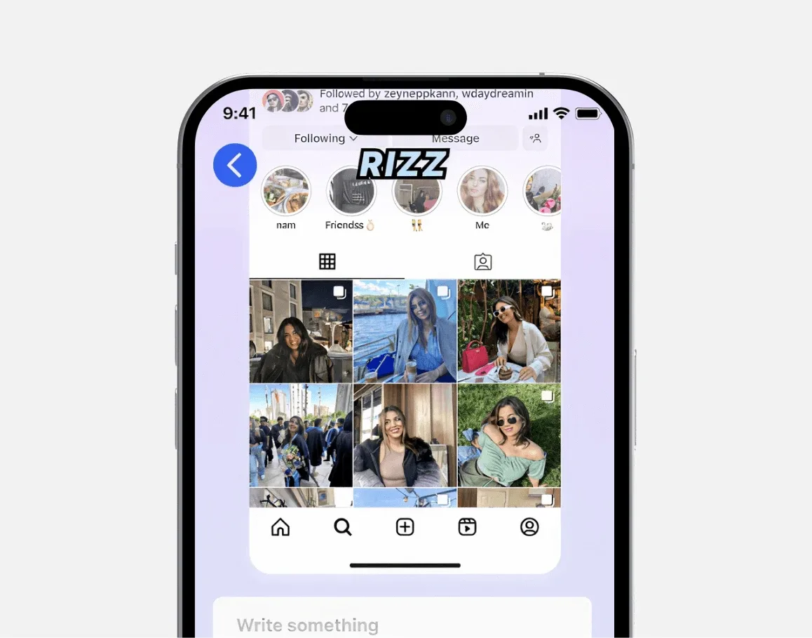 Rizz Plug main app screen on iPhone showing the AI assistant for writing better primary interface and user flow