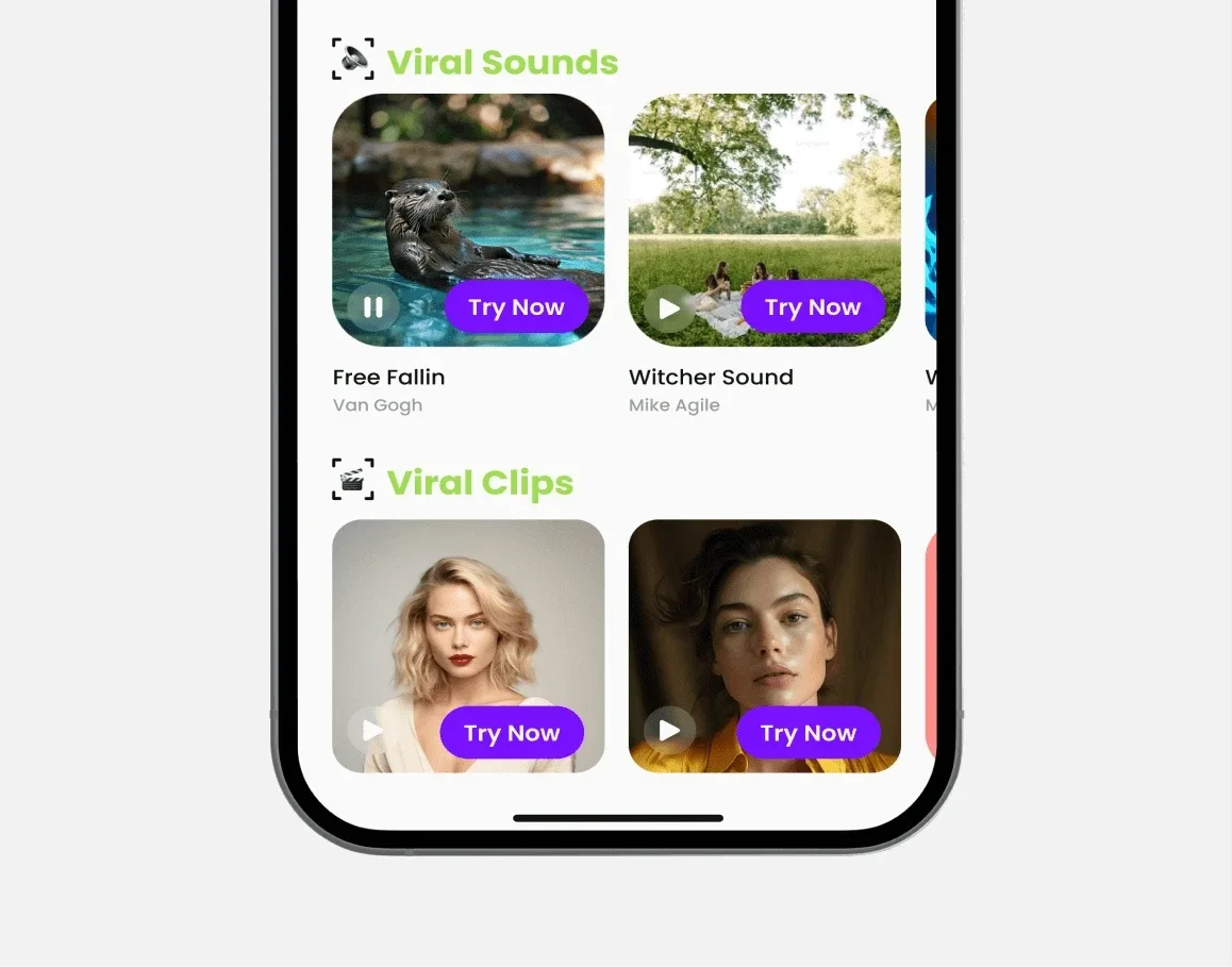 Face Dance detail or secondary feature screen displaying key AI entertainment functionality of the mobile app developed by Neon Apps