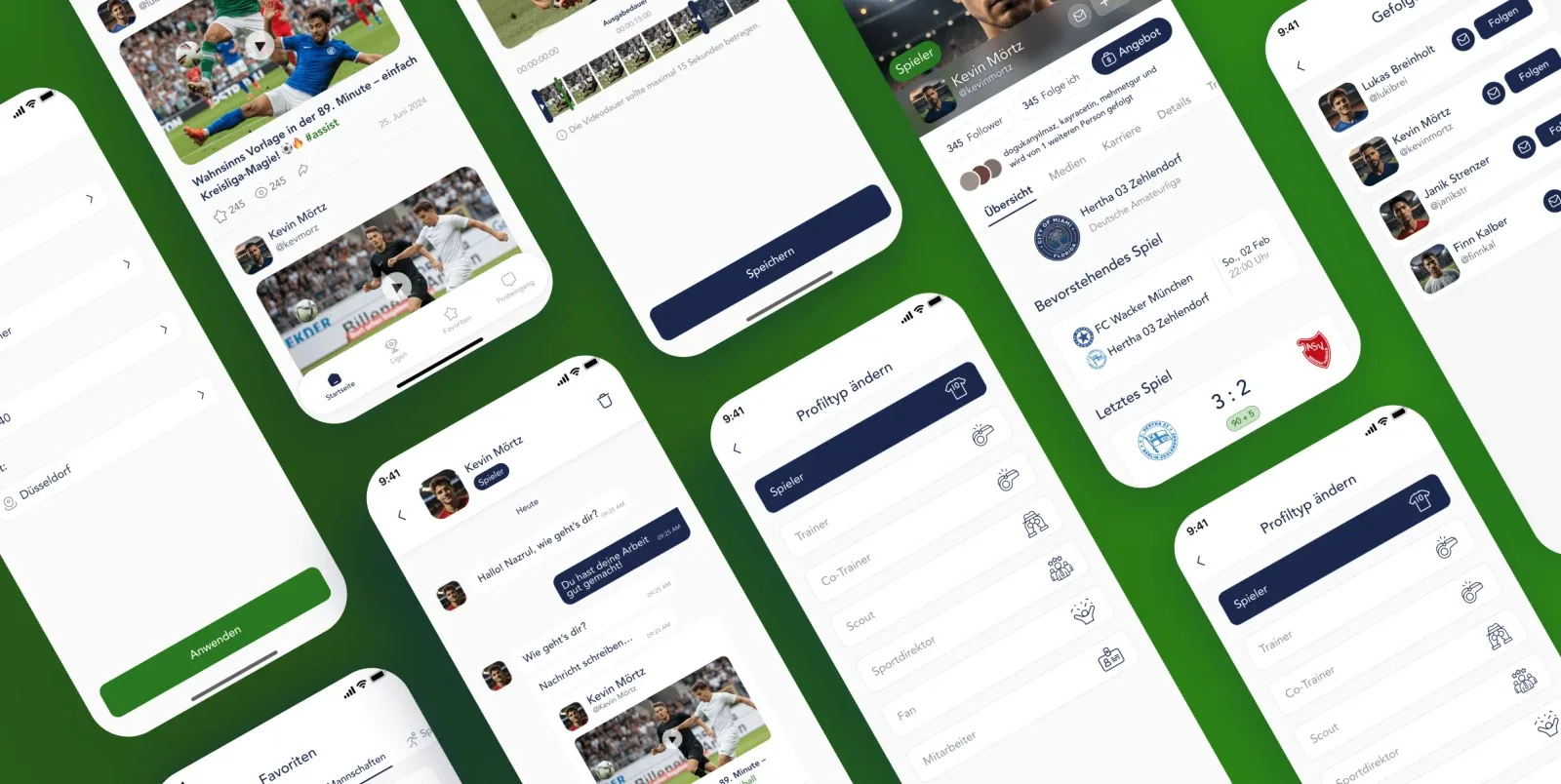 Treffpunkt multiple mobile screens overview showcasing the complete sports community app experience built by Neon Apps development team