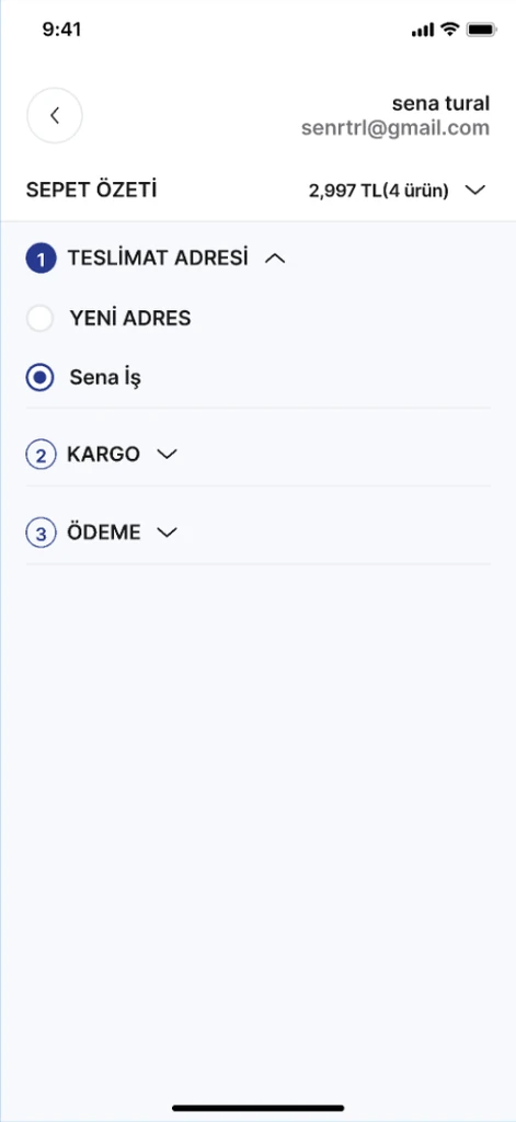 The Protein Ocean checkout, with delivery address, shipping and payment as three numbered steps on one screen