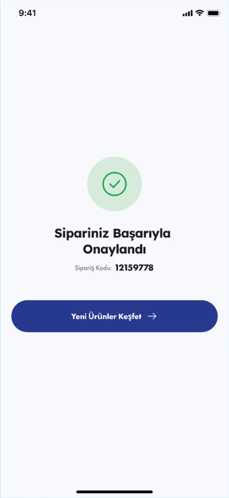 The Protein Ocean order confirmation screen, with the order code and a button back into the catalogue