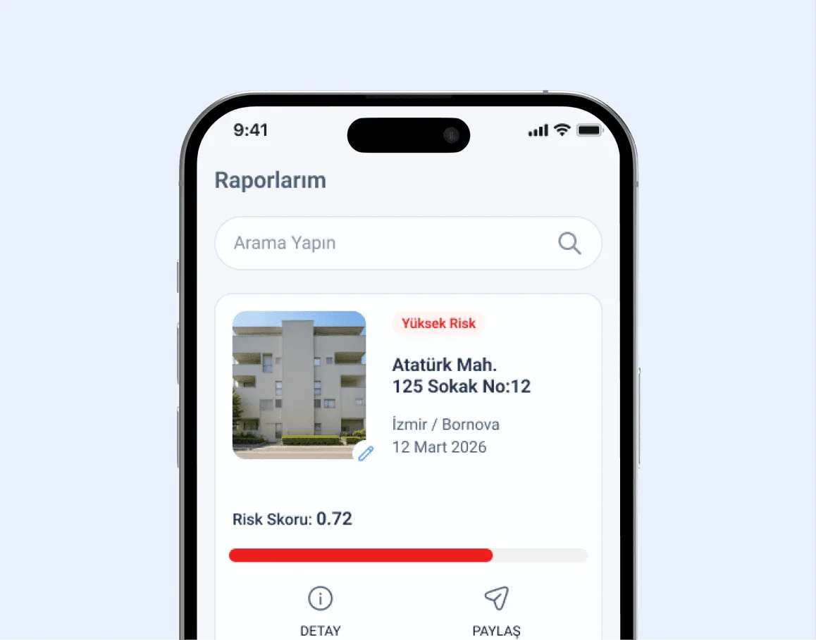 Bina Deprem Raporum app screen