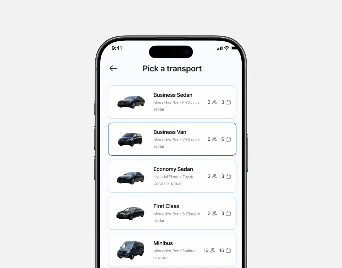 King Istanbul main app screen on iPhone showing the private ride and airport transfer primary interface and user flow